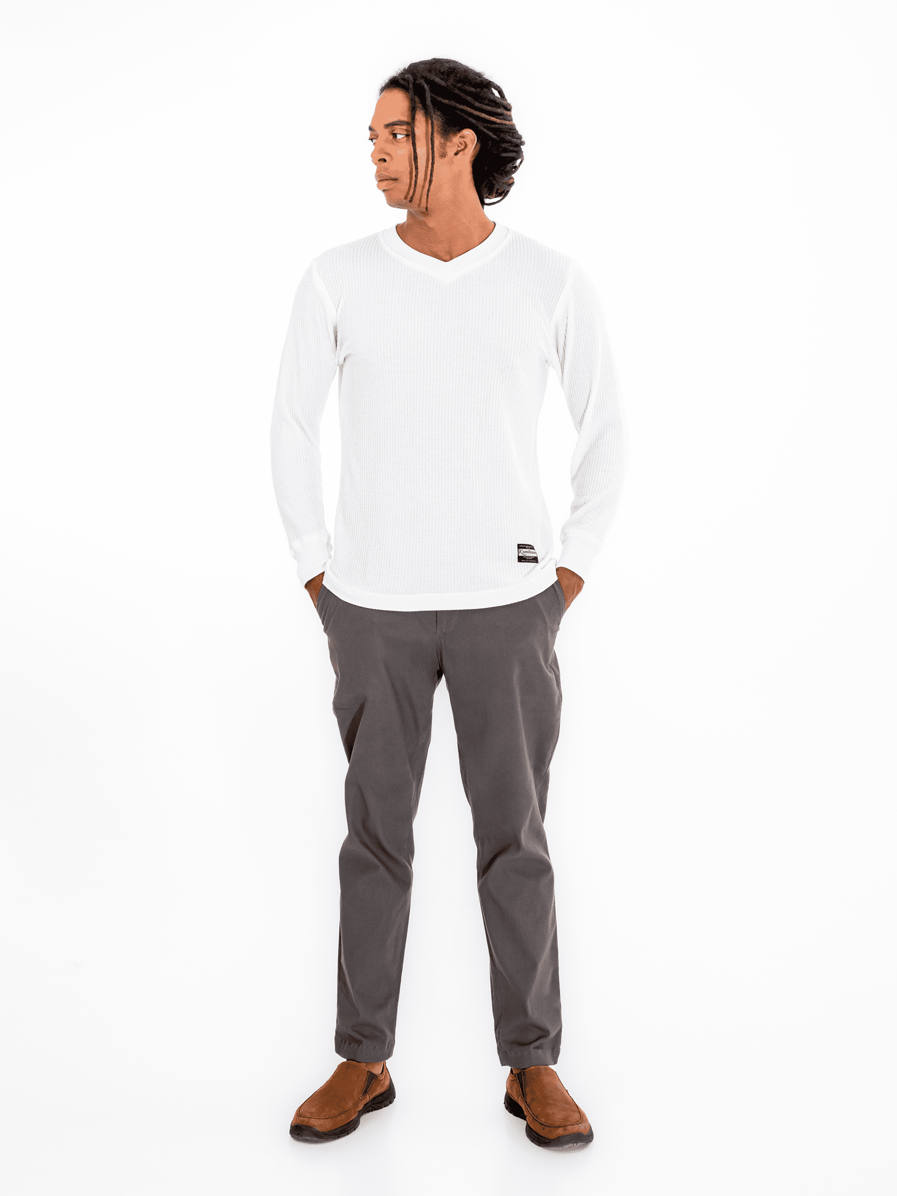 KAMILIANO - THRIVE WAFFLE ESSENCE – WHITE SWEATSHIRT