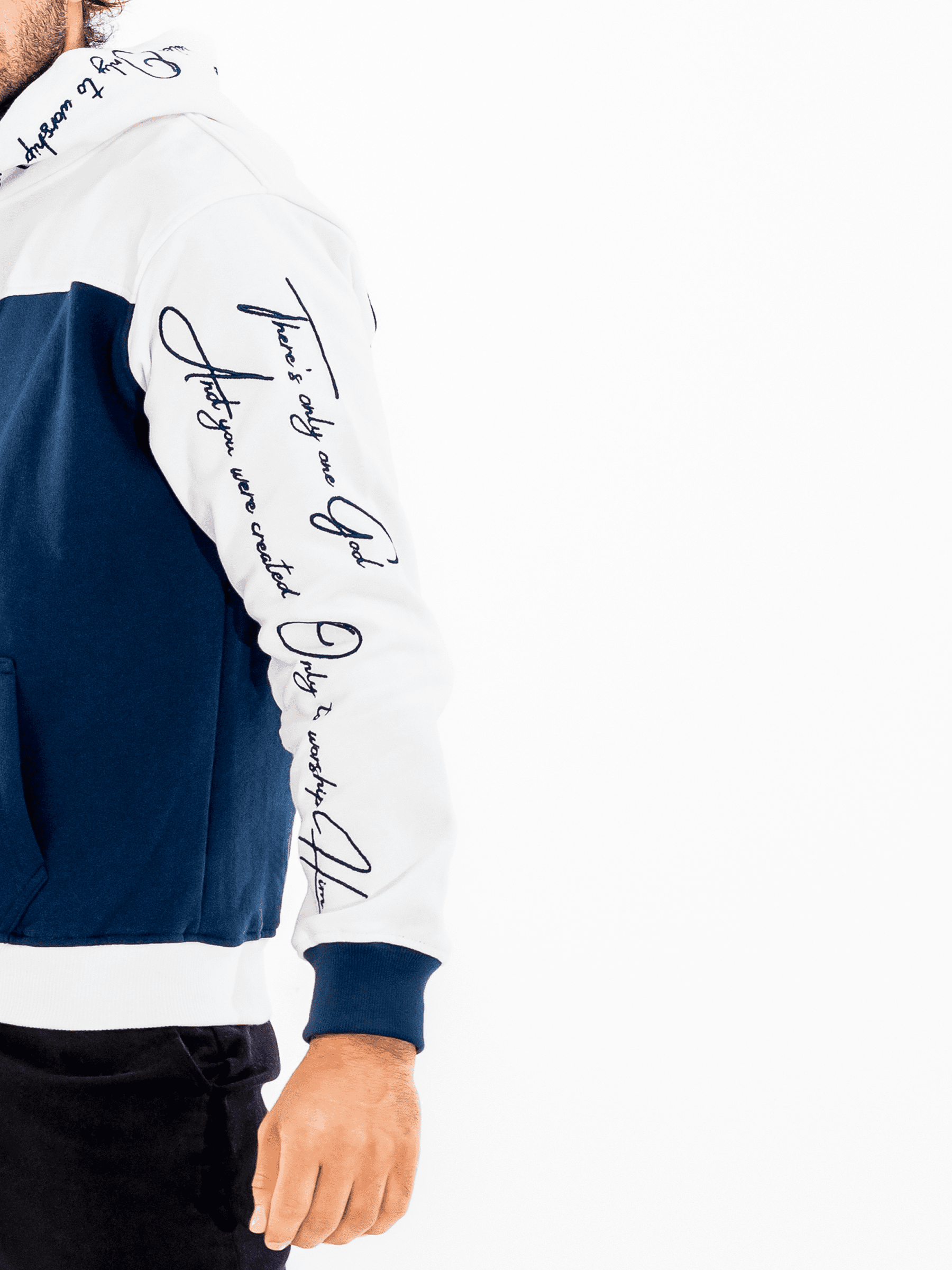 KAMILIANO - SACRED FLEECE HOOD – NAVY HOODIE 3