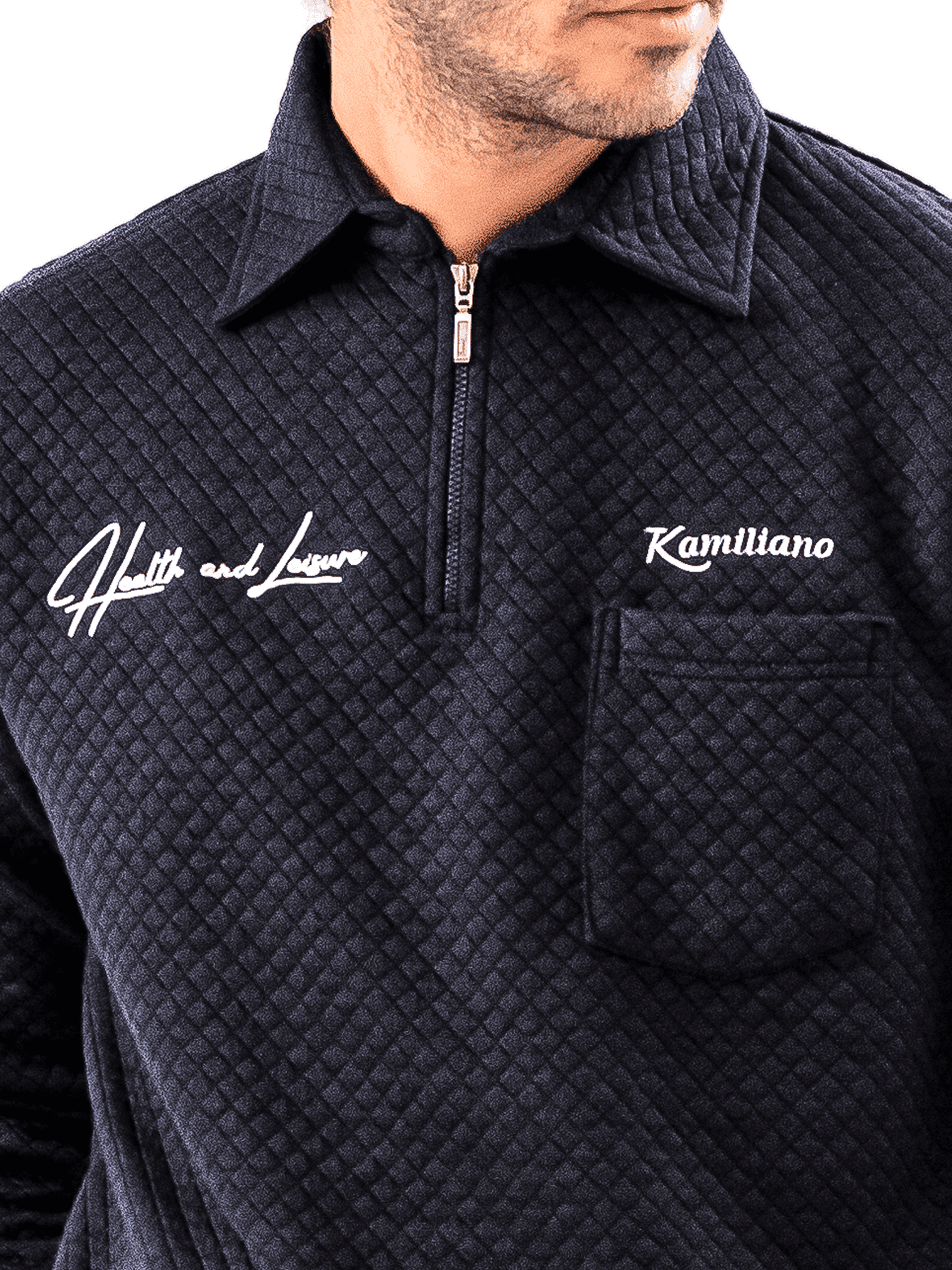 KAMILIANO - DIAMOND DAZZLE – BLACK HALF ZIP 4