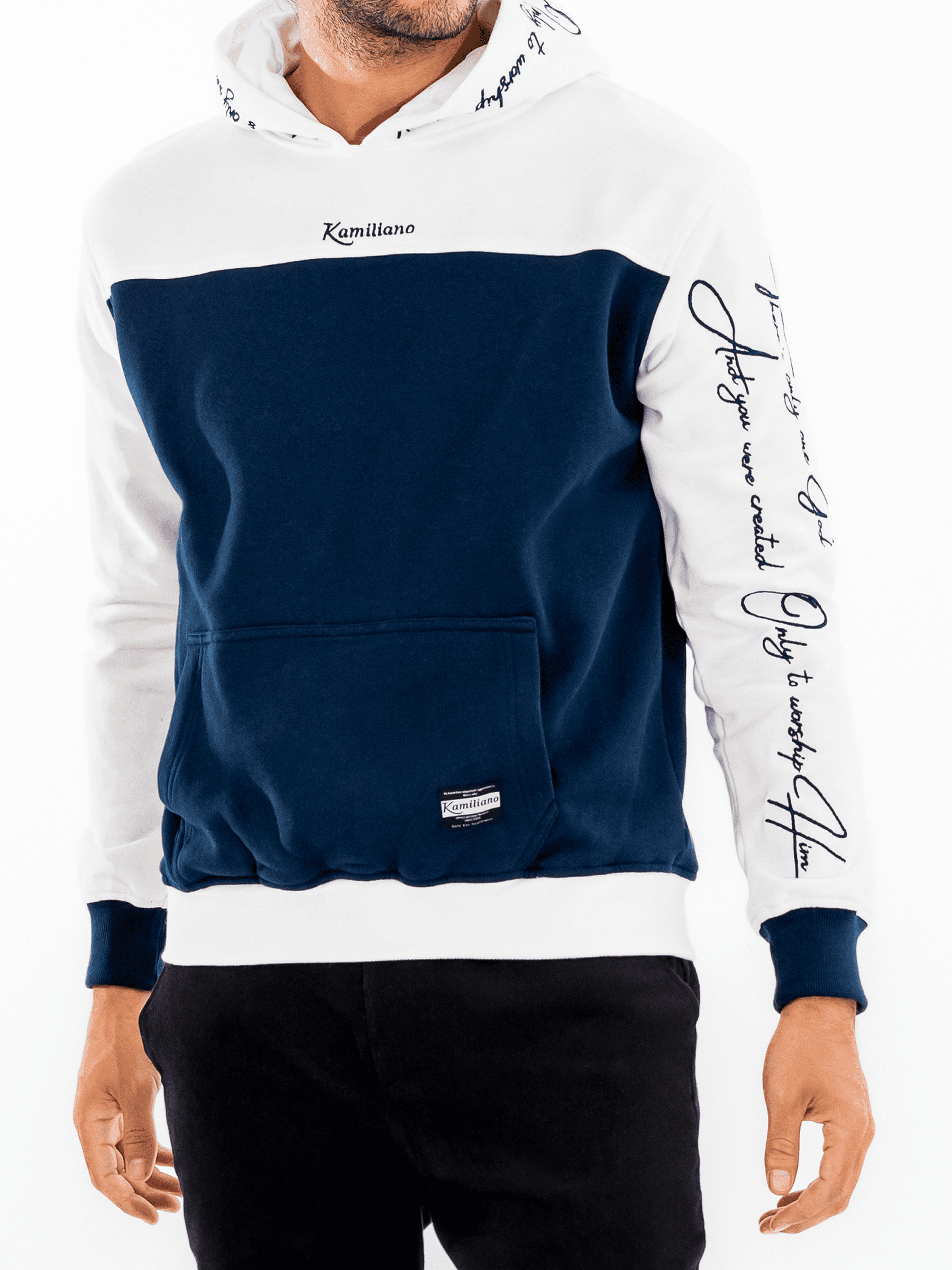 KAMILIANO - SACRED FLEECE HOOD – NAVY HOODIE 4