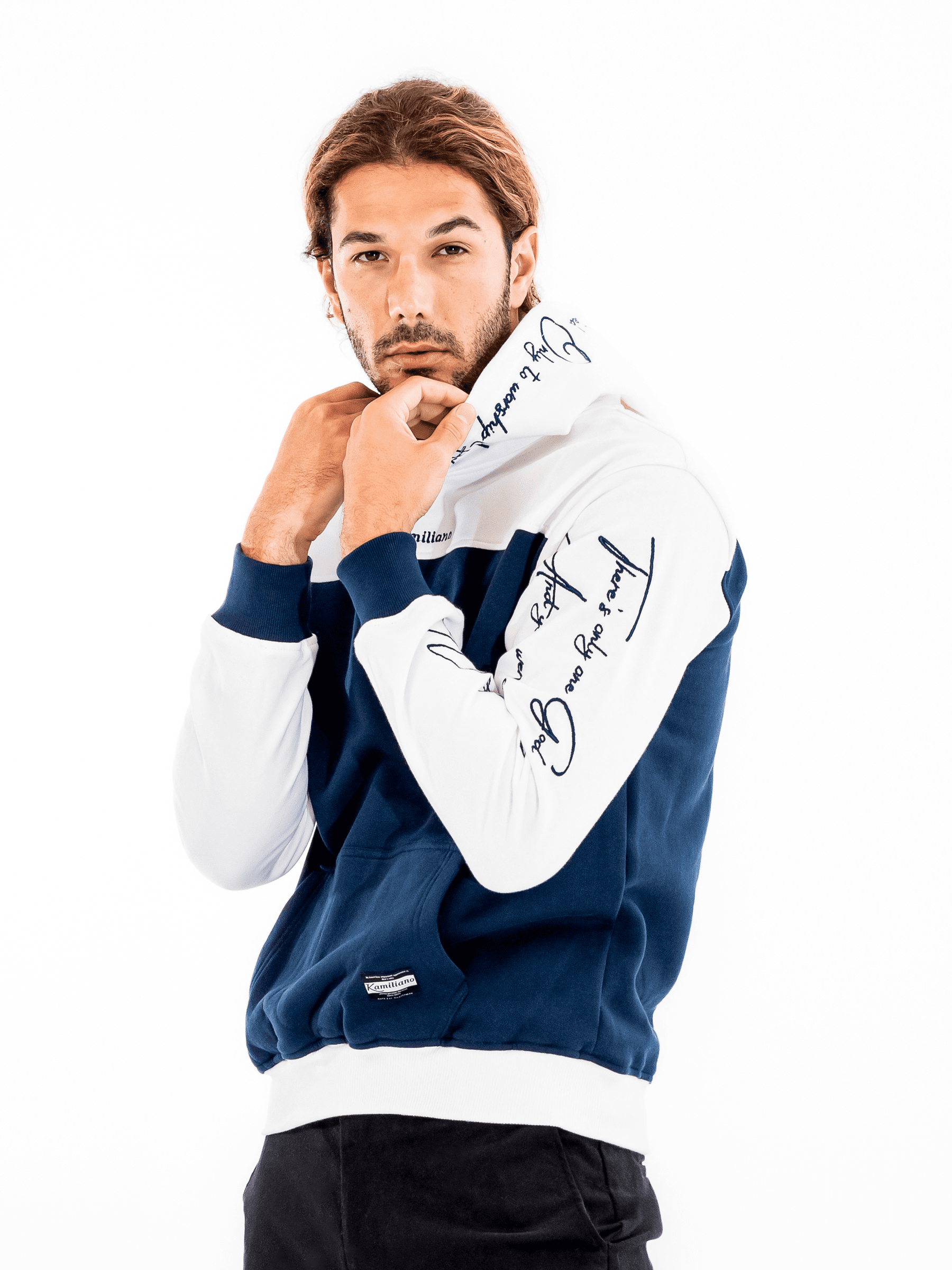 KAMILIANO - SACRED FLEECE HOOD – NAVY HOODIE 6